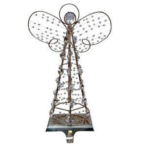 POTTERY BARN Angel Christmas Stocking Holder XL Crystal Metal Holiday Decor